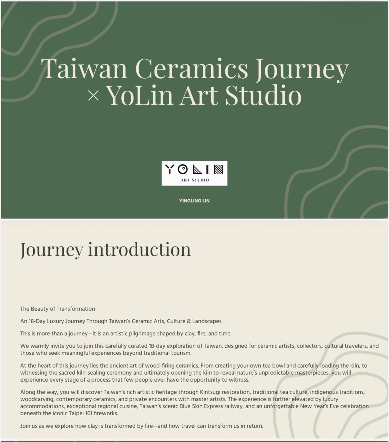 18 Days Taiwan Ceramic Trip -$6500 Single room