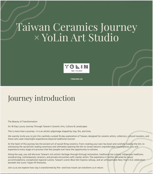 Deposit option-18 Days Taiwan Ceramic Trip -$6500 Single room