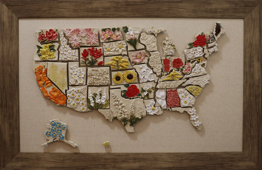 Flower World – Ceramic Map of US State Flowers