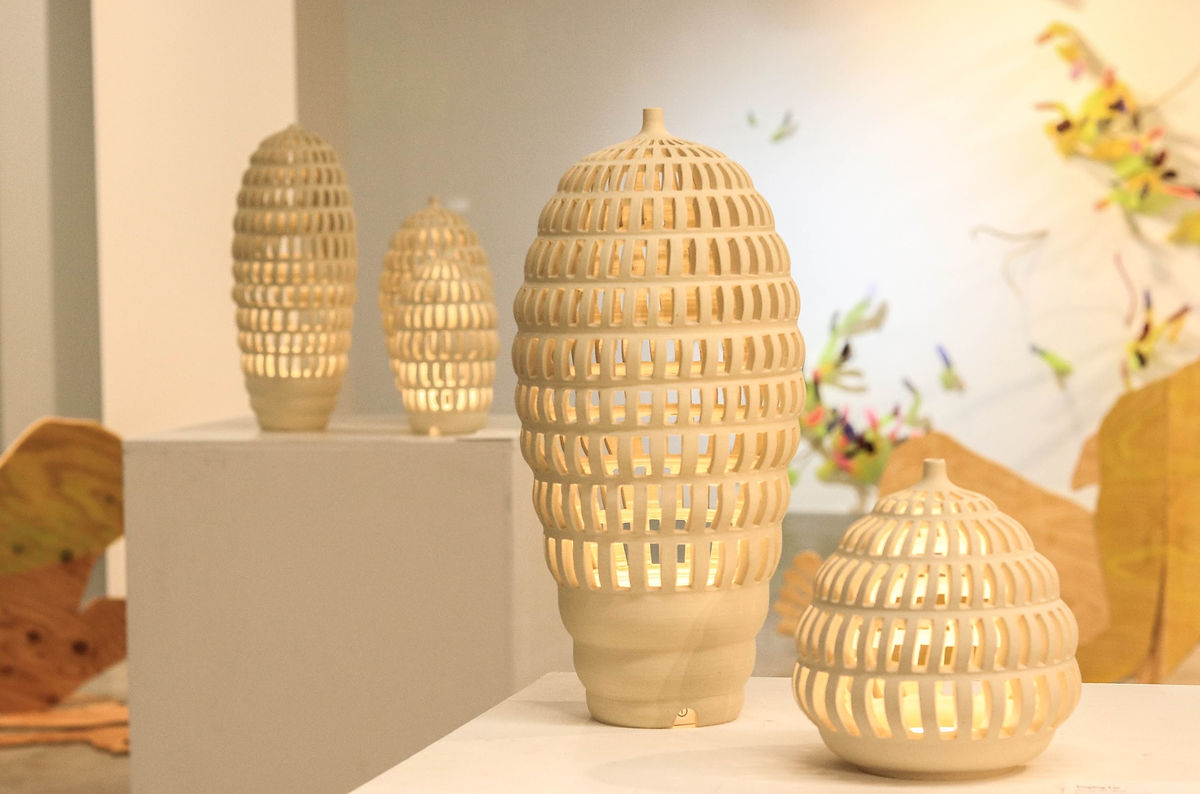 Firebug – Hand-Carved Ceramic Lamp