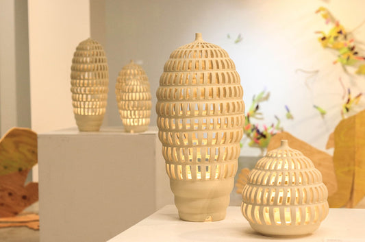 Firebug – Hand-Carved Ceramic Lamp